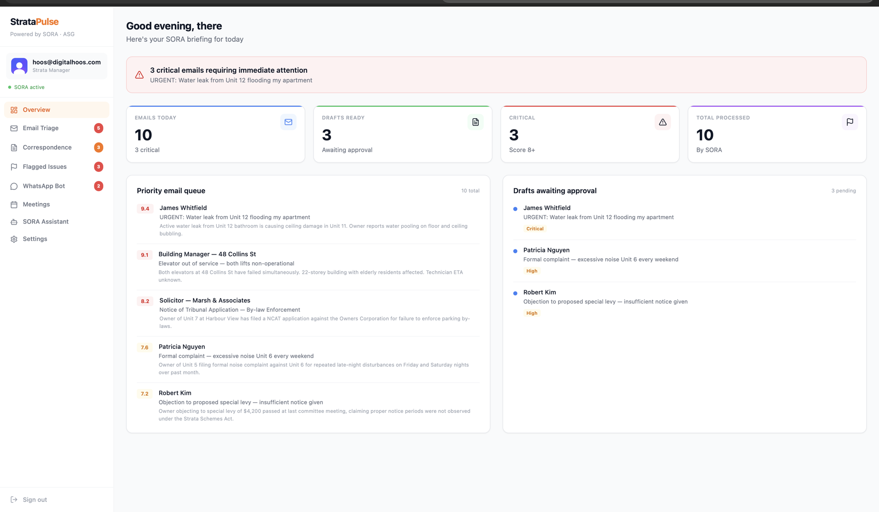 StrataPulse dashboard
